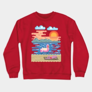 Sunbathing and enjoy the vacation Crewneck Sweatshirt